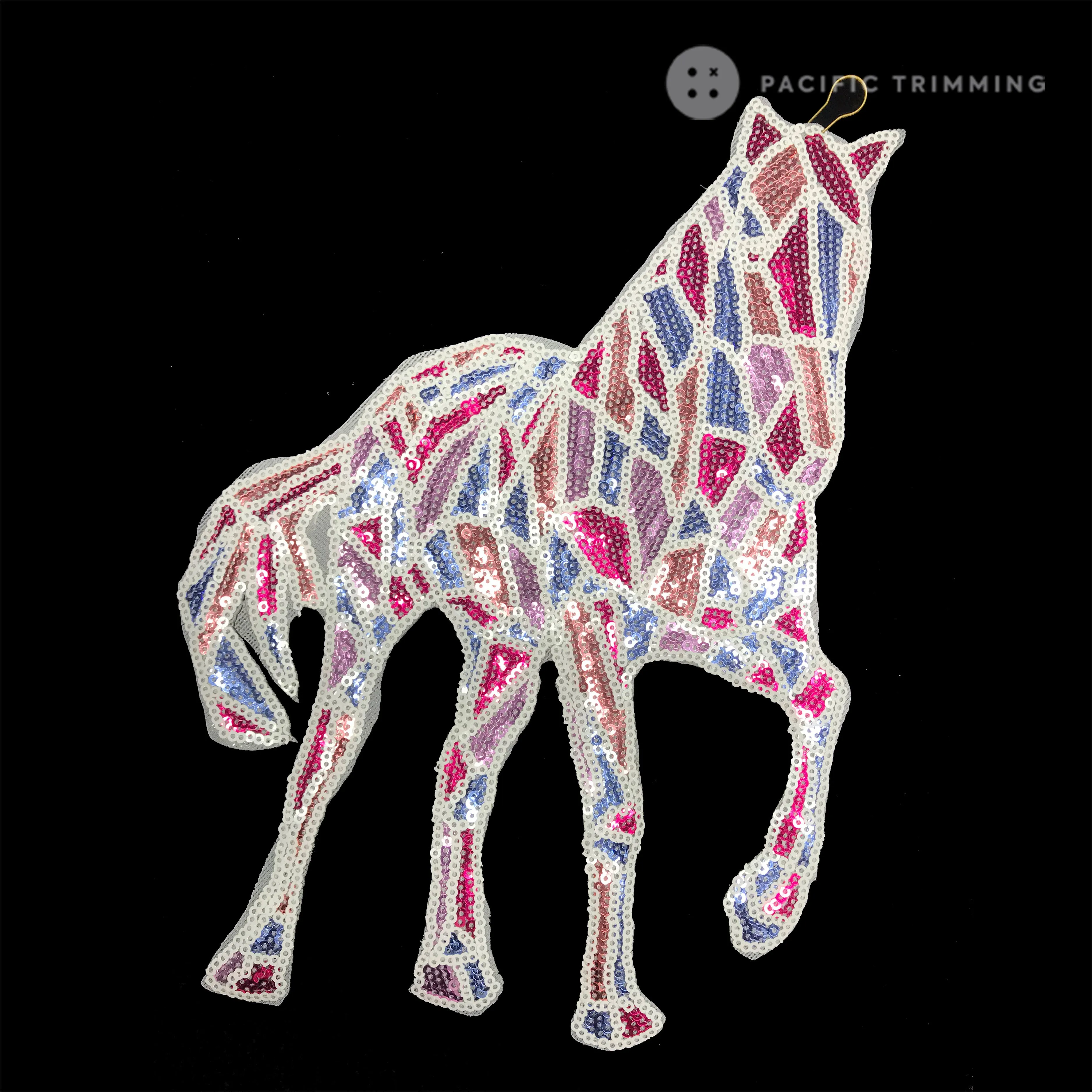 10" Sequin Horse Patch Iron On : PA190002