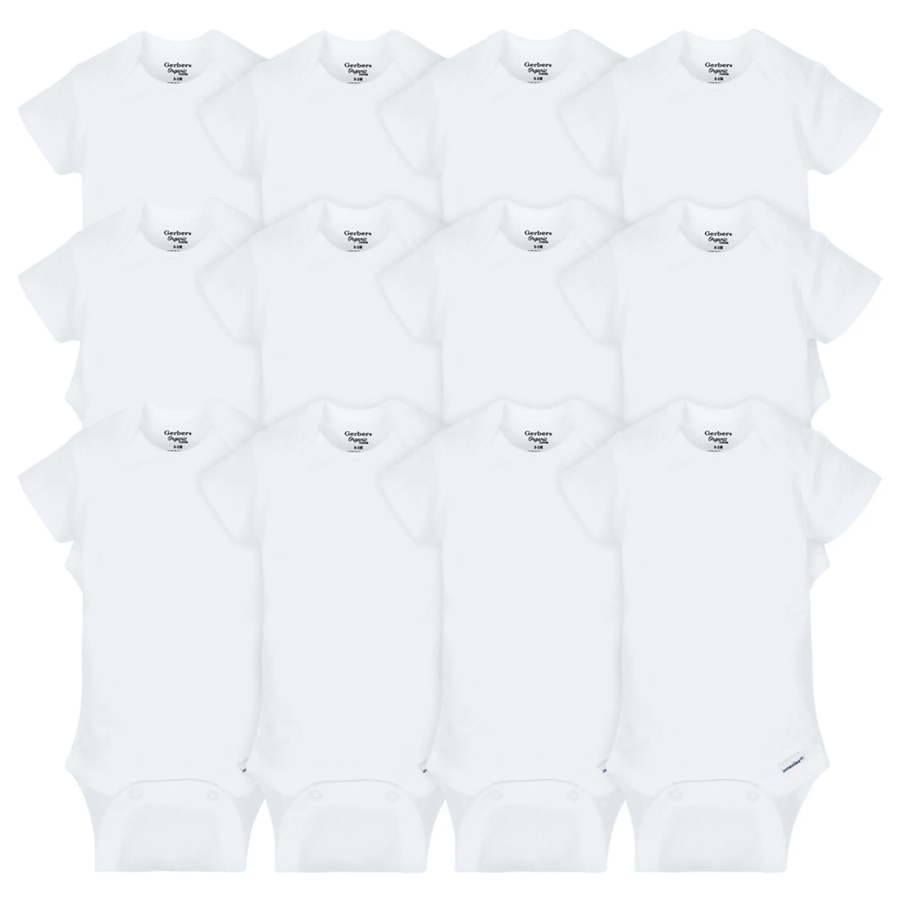 12-Pack Baby Neutral White Short Sleeve Organic Onesies® Bodysuits