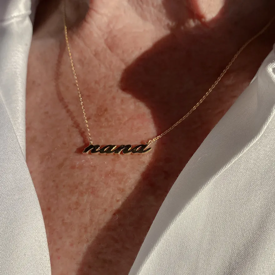 14k Fine Nana Script Necklace