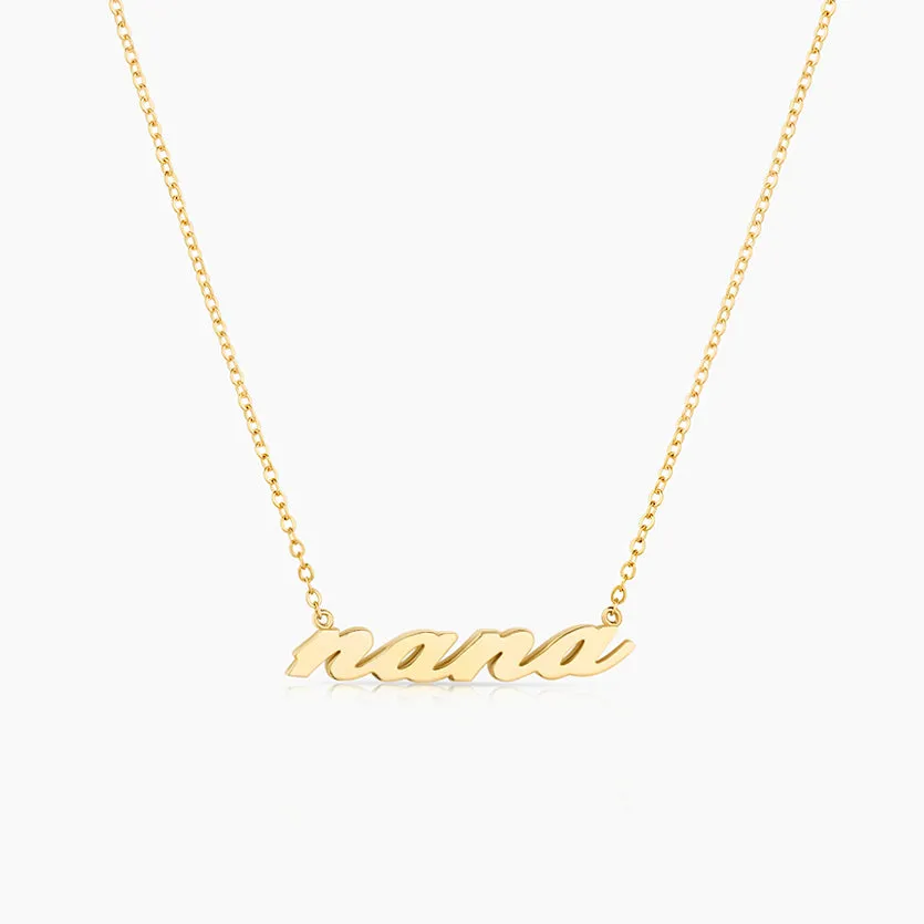 14k Fine Nana Script Necklace