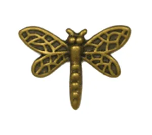 14mm Dragonfly Charm, Antique Gold, Made in USA, pack of 6