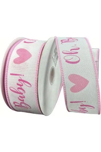 1.5" Oh Baby Girl Ribbon: Pink & White (10 Yards)