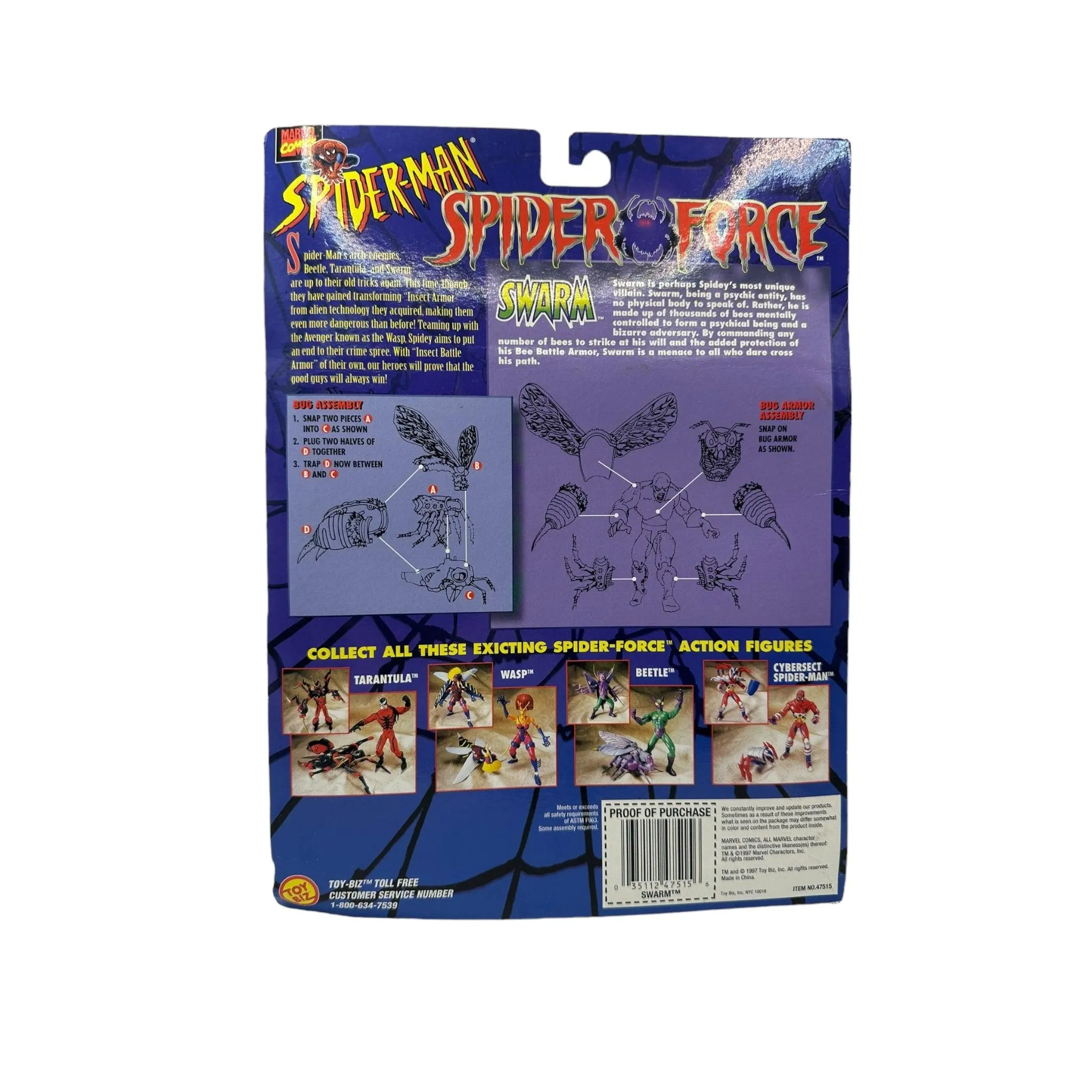 1997 TOYBIZ SPIDER-MAN SPIDER FORCE SWARM AF