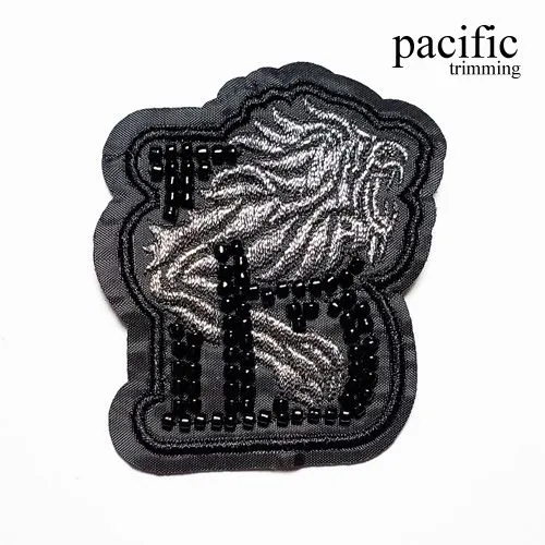 2 1/2" Beaded Lion Roaring Patch Sew On : PA190150