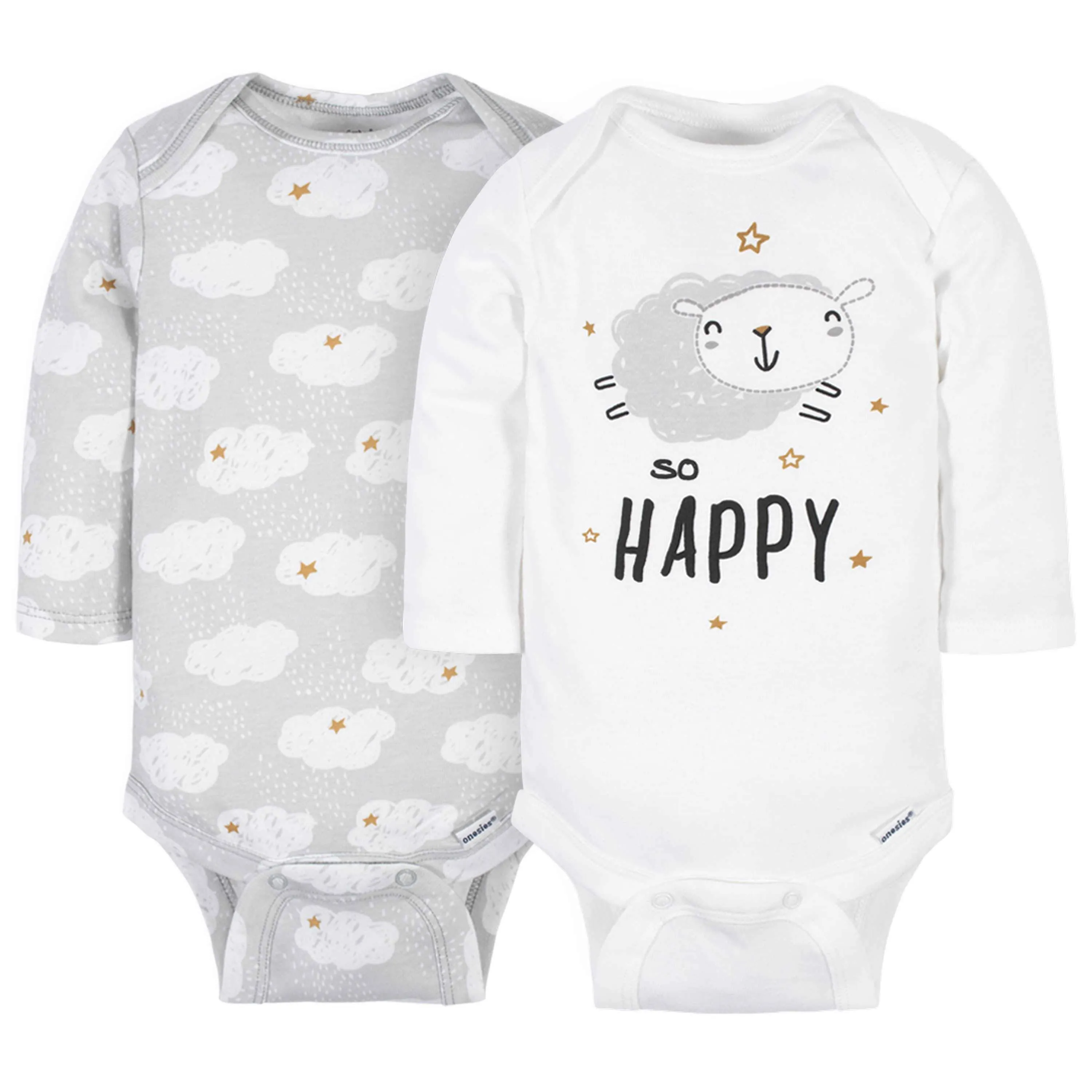 2-Pack Baby Neutral Sheep Long Sleeve Onesies® Bodysuits