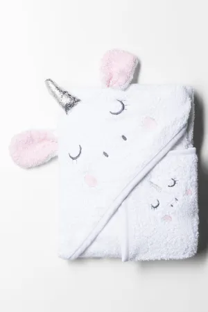 2 Piece Unicorn Towel White