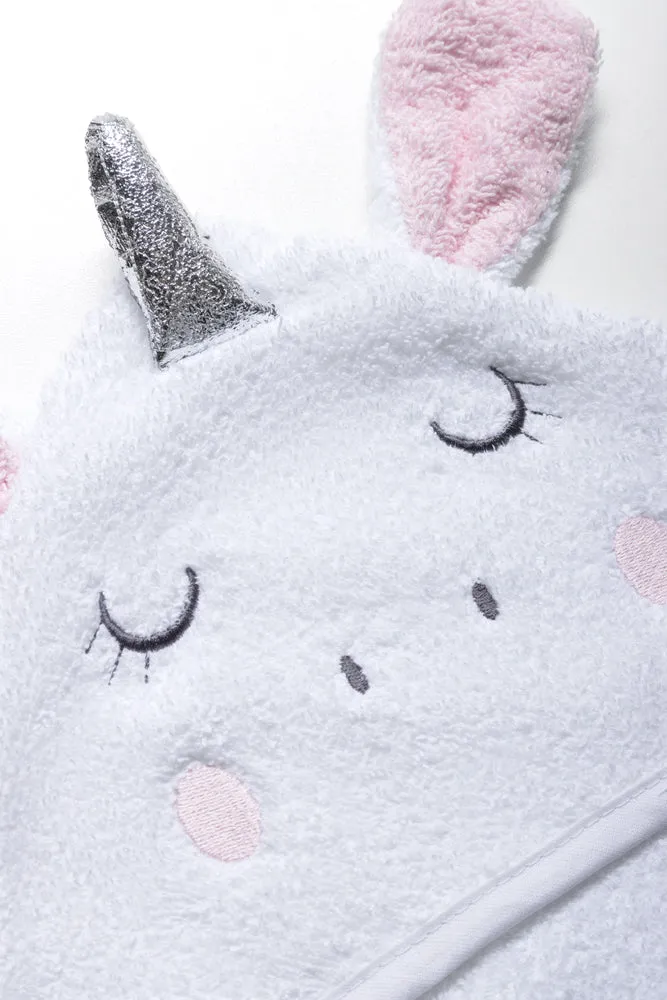 2 Piece Unicorn Towel White