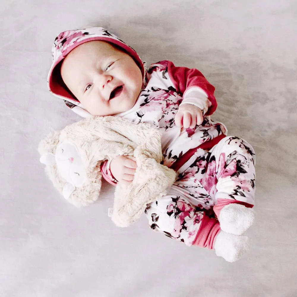 2018 Hot Sale 2Pcs Newborn Baby Boys Girls Floral Print Hooded Tops Pullover Pants Outfits Set