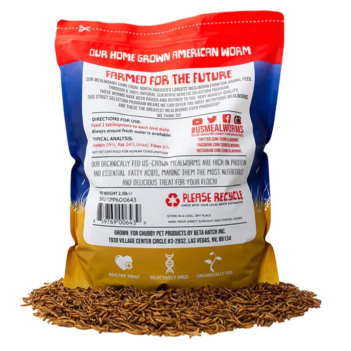 2.5 lbs. Chubby US Grown Dried Mealworms