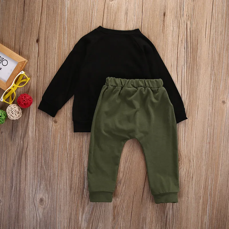 2pcs Baby Boy Clothes Autumn Winter Clothes Letter Long Sleeve T-shirt Long Pants Outfits Set 0-3Y