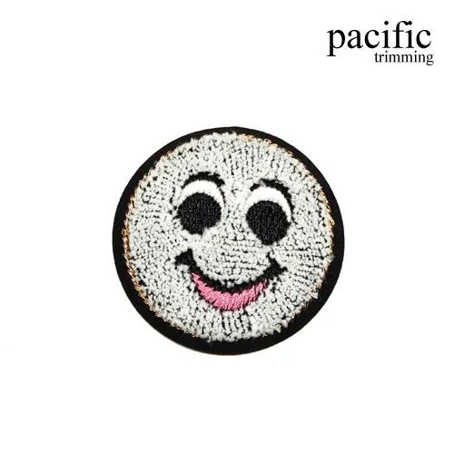 2" Smiley Emoji Patch With Fur Iron On : PA190203 (2 Colors)