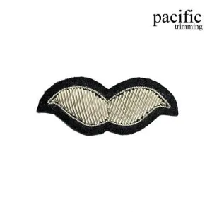 2" Zari Embroidery Mustache Emblem Patch : PA0MT510