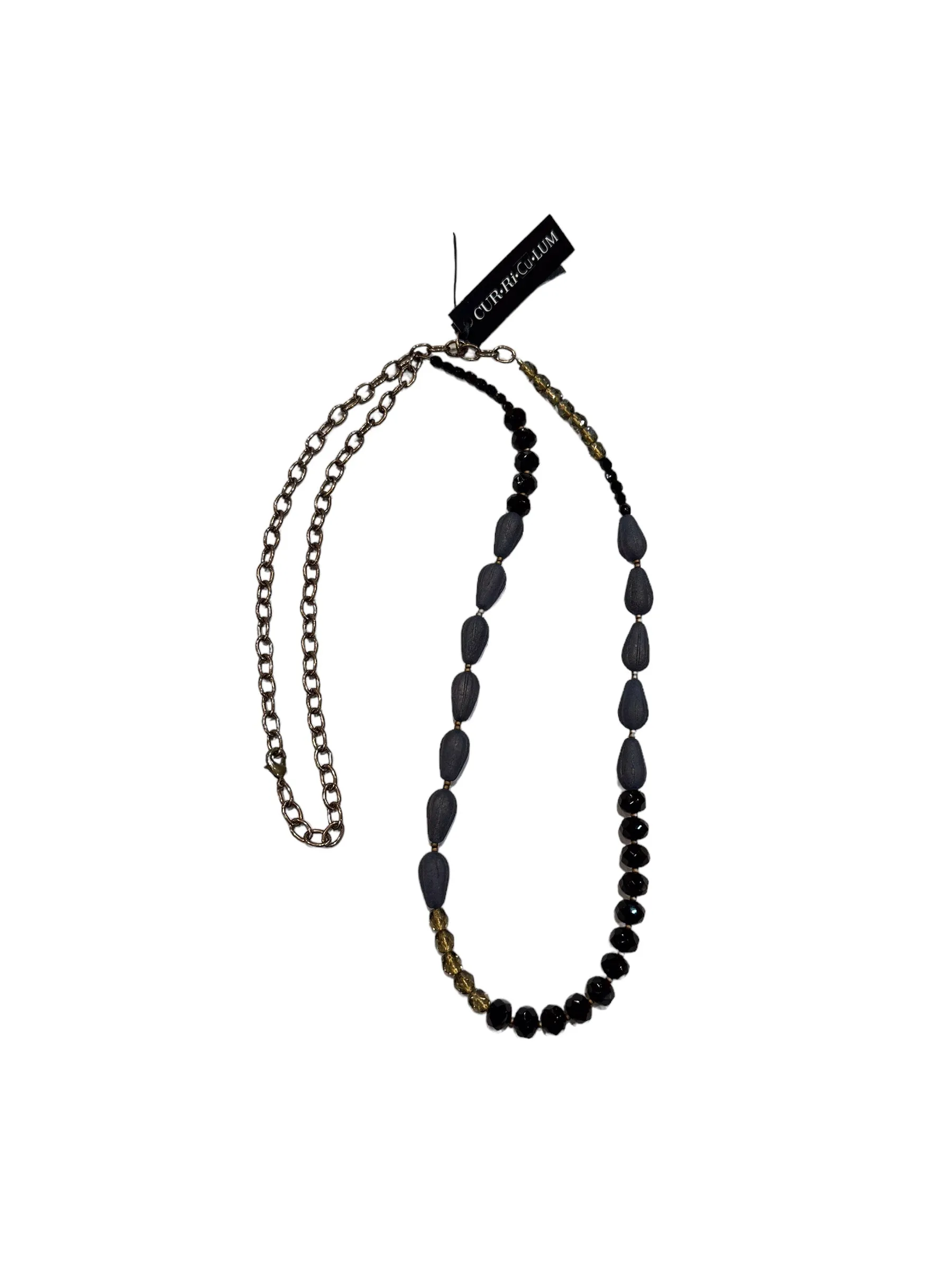 32" Matte and Jet Black Necklace--Czech Glass Beads