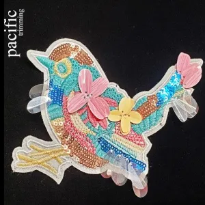 4" Sequin Bird Sew On Patch : PA190063