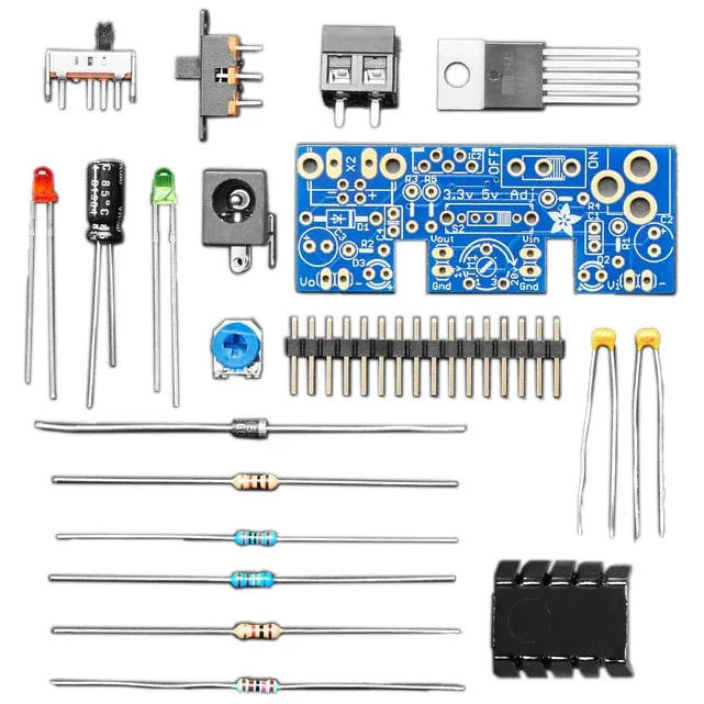 Adjustable Breadboard Power Supply Kit, Adjustable Output (184)