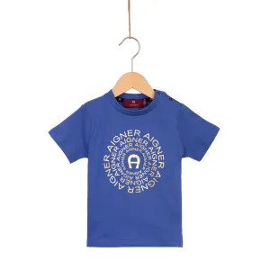 Aigner Kids Baby Boy's Blue Cotton Logo T-Shirt