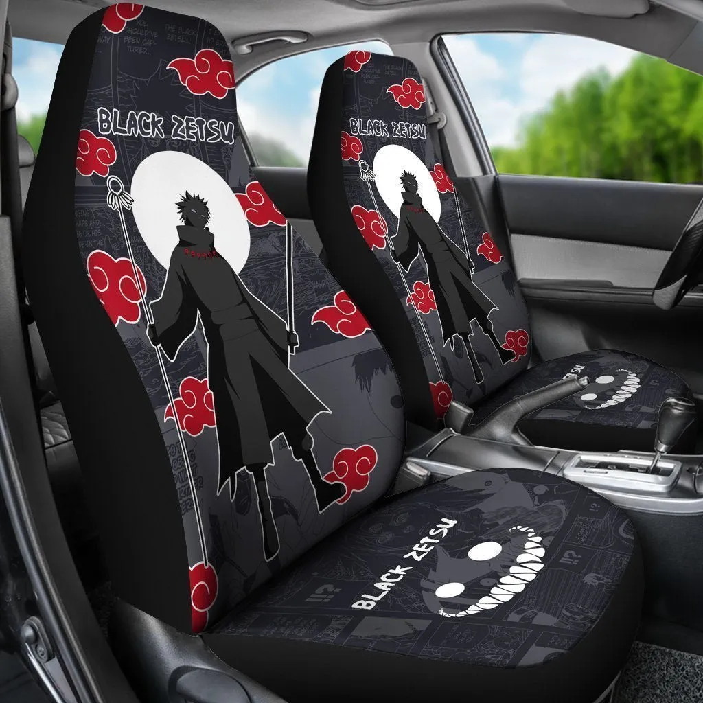 Akatsuki Black Zetsu Car Seat Covers Custom Anime Car Interior Accessories