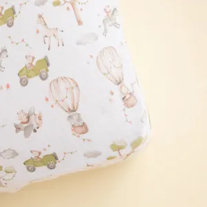 All 4 Ella Organic Fitted Jersey Cot Sheet - Monkey Carnival