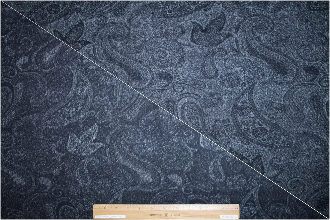 Almost 2 3/4 yards of JA Paisley Double Sided Cashmere Blend - Black/Gray