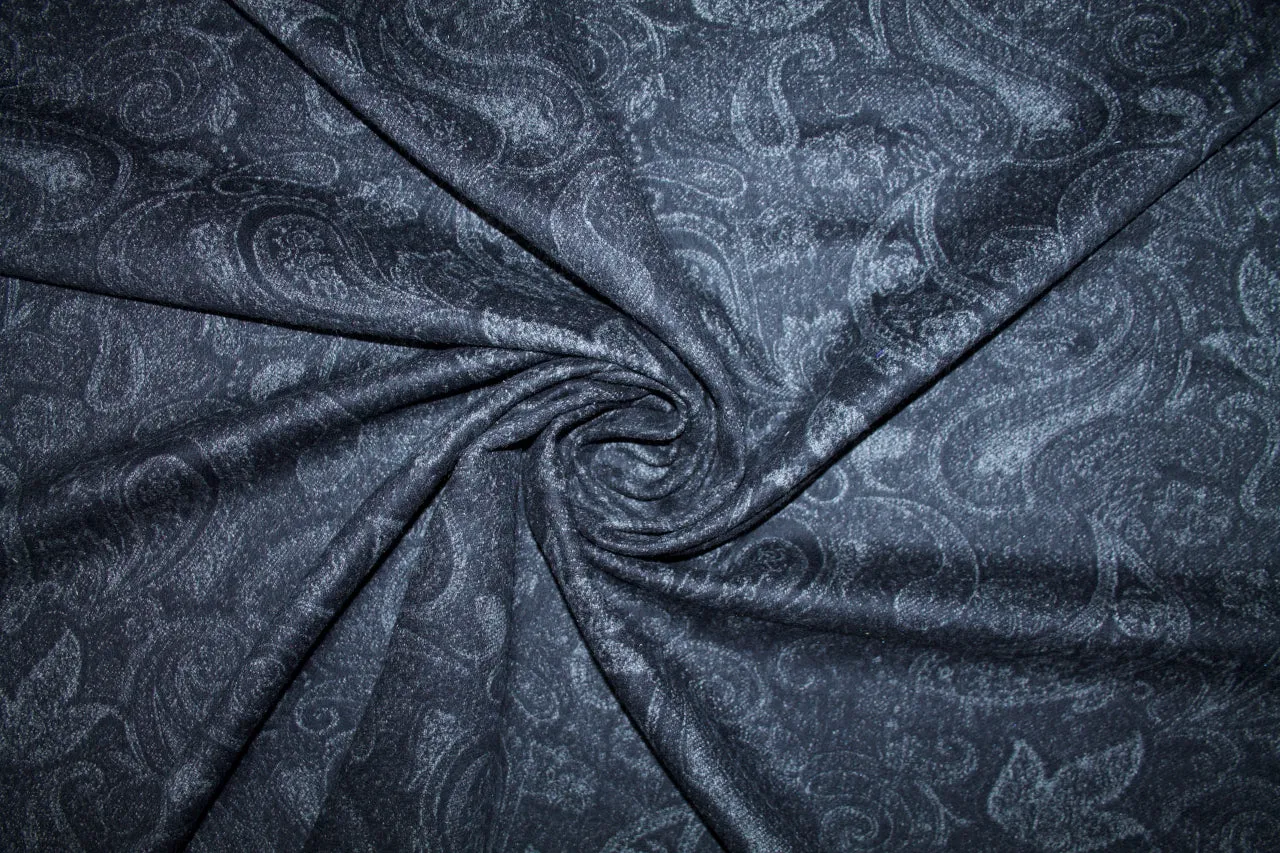 Almost 2 3/4 yards of JA Paisley Double Sided Cashmere Blend - Black/Gray