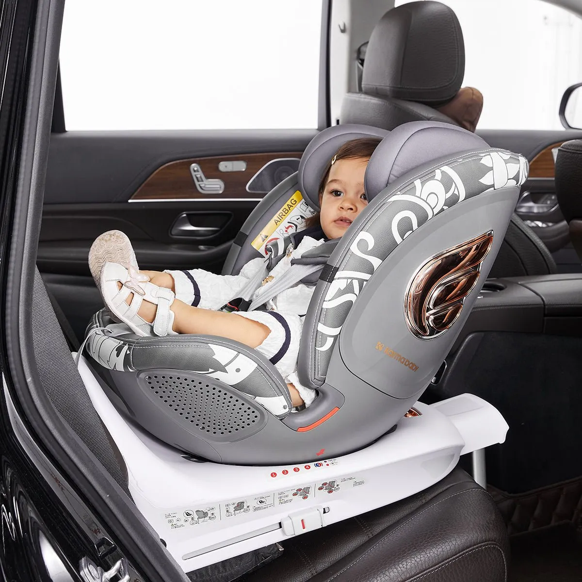 Angel Guardian 0-12 Years 360° Rotation Grey Car Seat