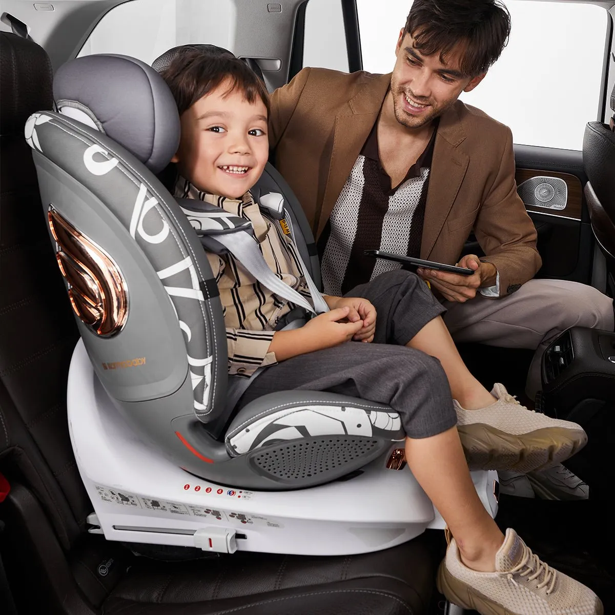 Angel Guardian 0-12 Years 360° Rotation Grey Car Seat