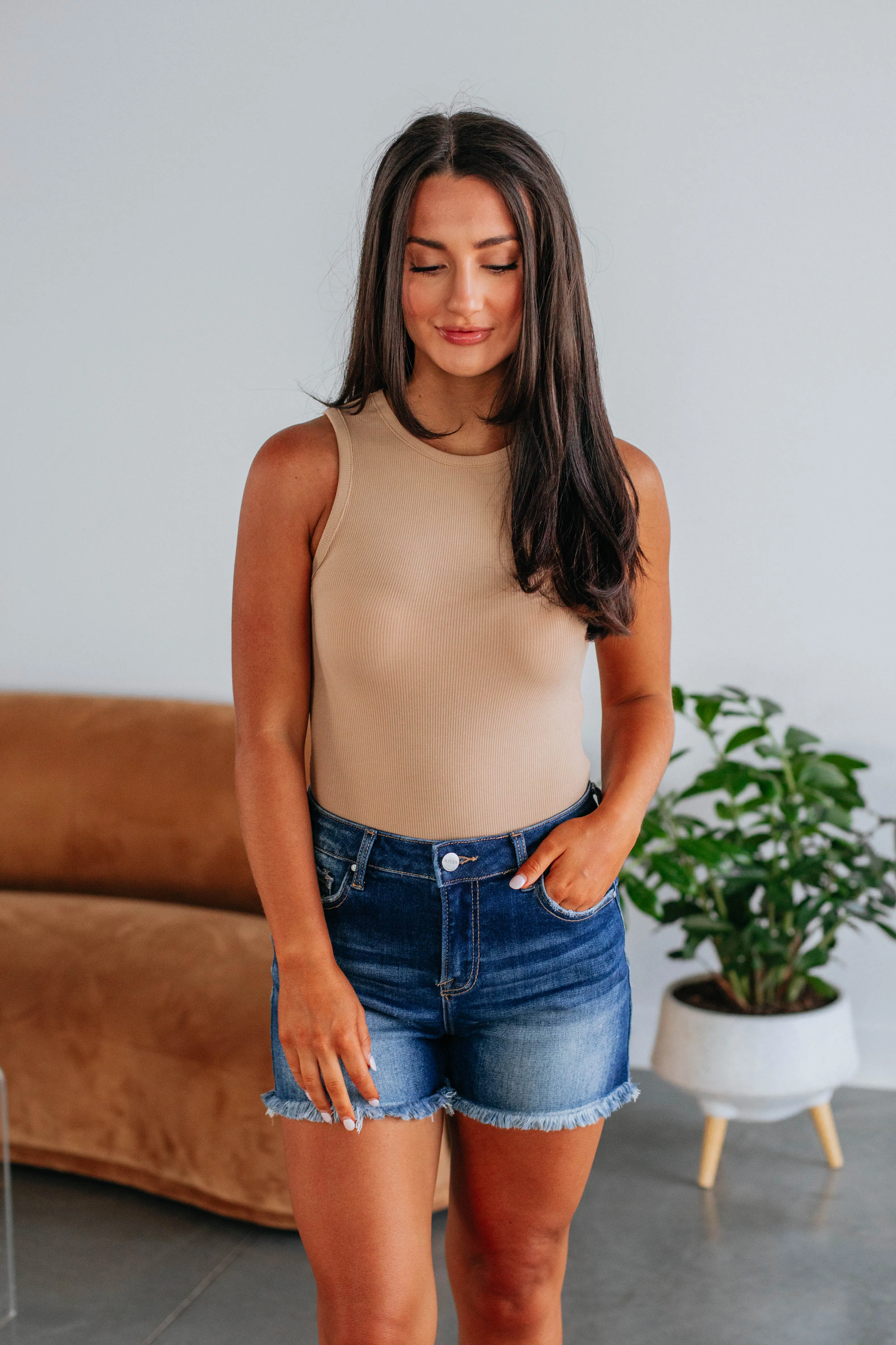 April Ribbed Bodysuit - Camel