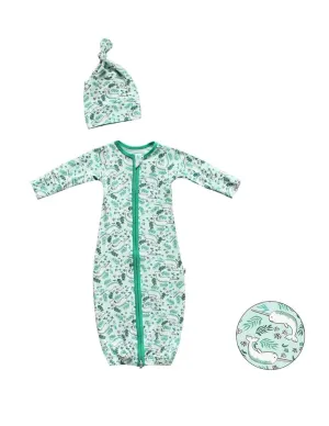 Aquamarine Narwhals Newborn Gown & Knot Hat Set