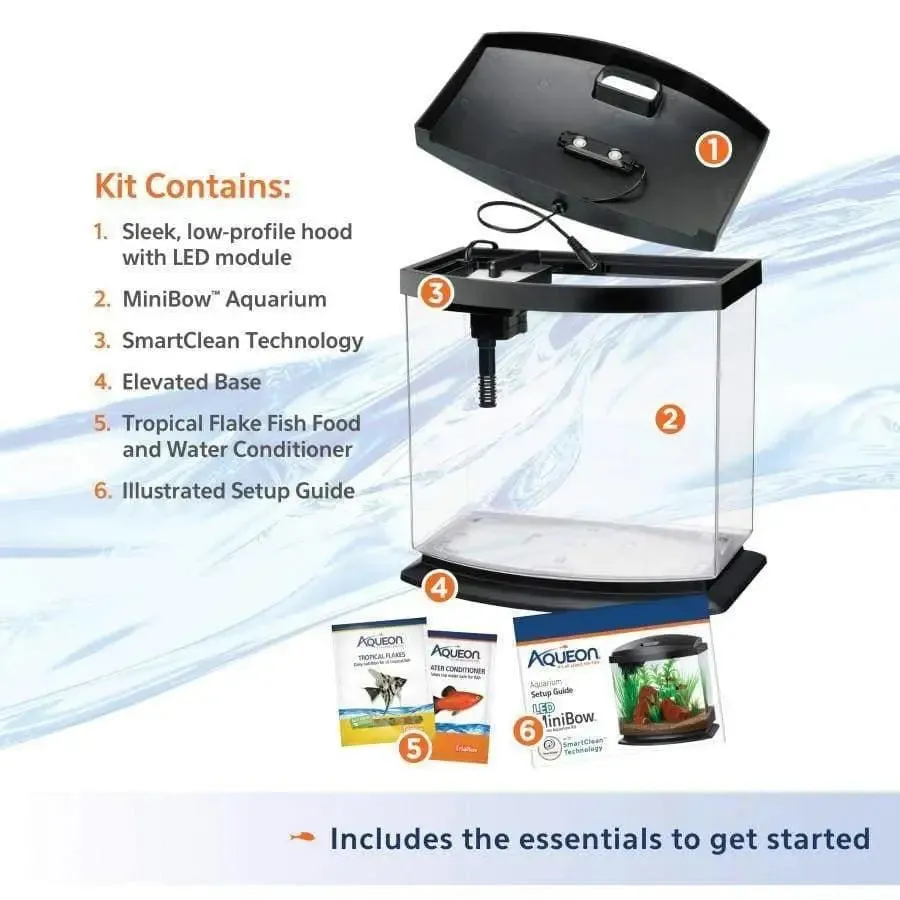 Aqueon LED MiniBow™ Fish Aquarium Kit with SmartClean™ Technology