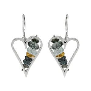 Ashka Dymel Moss Aquamarine Heart Earrings