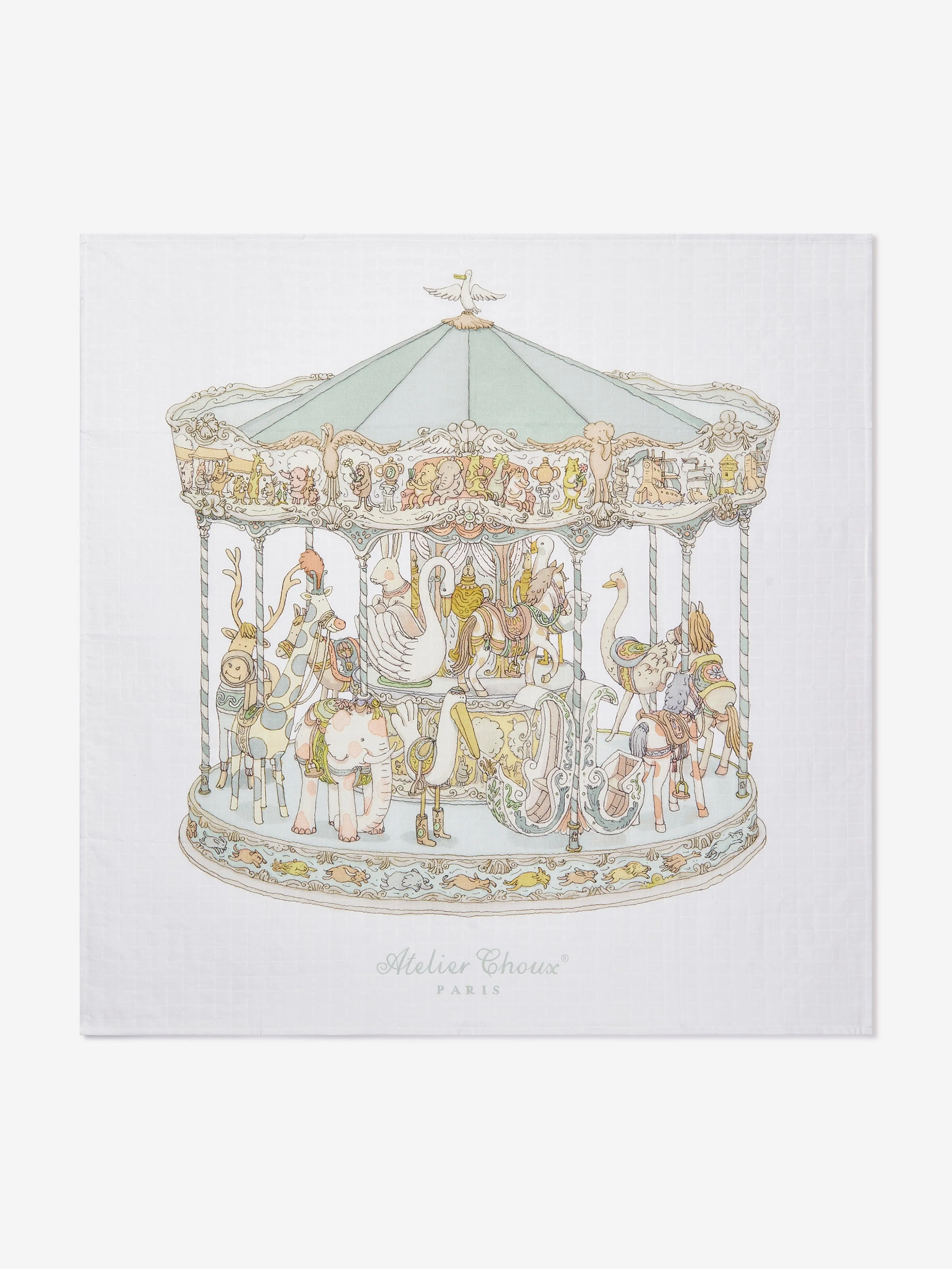 Atelier Choux Baby Carousel Swaddle in White