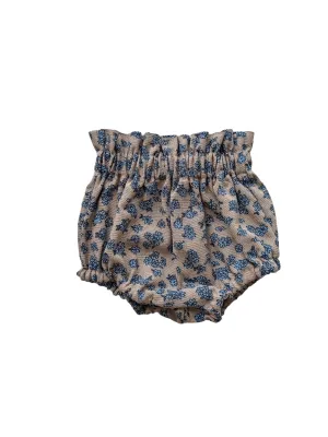 Baby bloomers / linen - tiny flowers - beige   blue