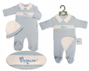 Baby Boys All in One with Hat - Prince (NB-6 Months) (PK6) Bis-2120-6072