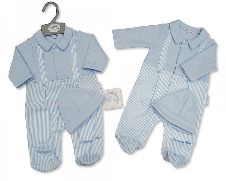 Baby Boys Faux Dungaree Set with Hat - Handsome Boy (NB-6 Months)-Bis 2020-2349