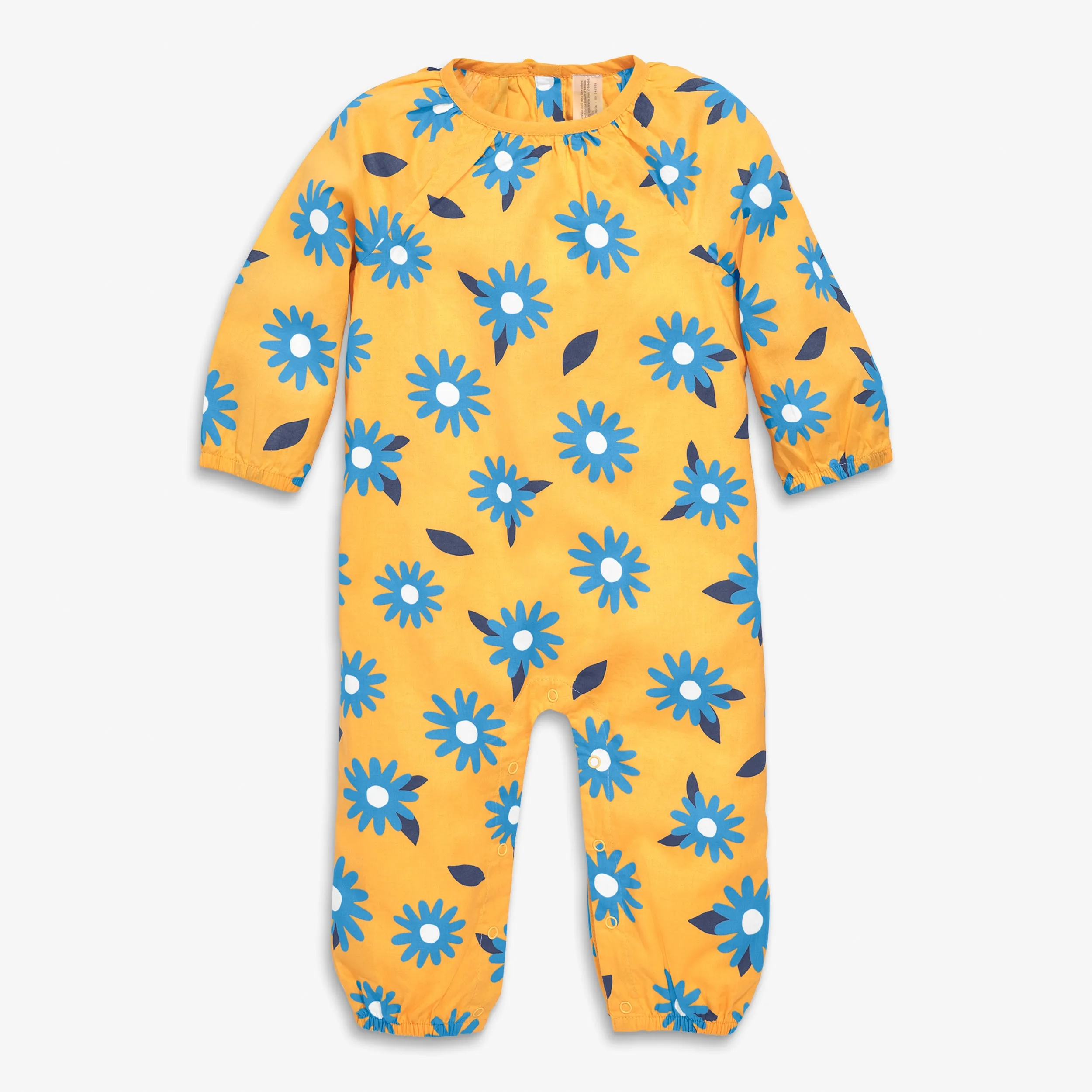 Baby bubble romper in sunflowers