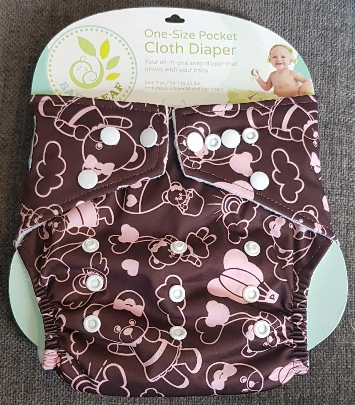 Baby Leaf Brown Bear One-Size Cloth Diapers