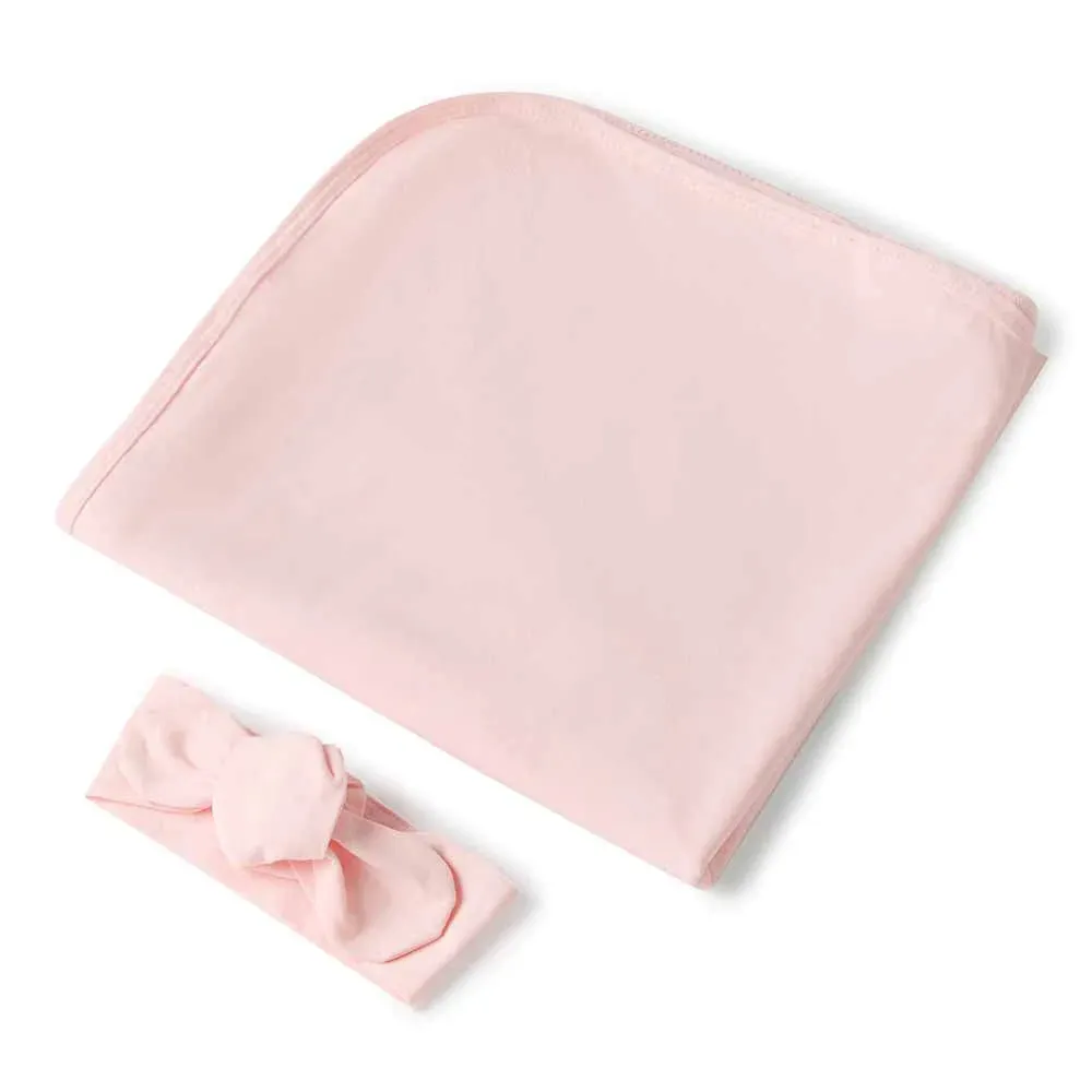 Baby Pink I Baby Jersey Wrap & Topknot Set