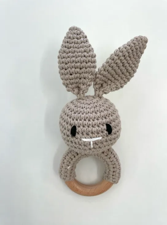 Baby Rattle Bunny Grey