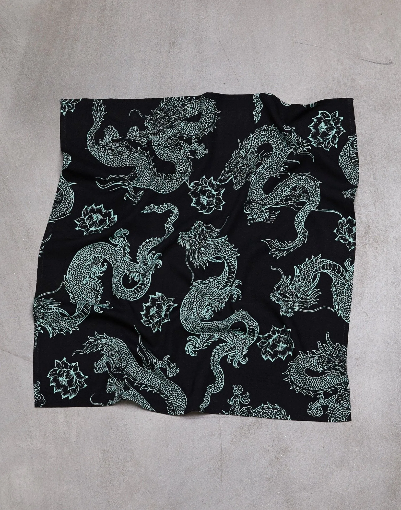 Bandana in Dragon Flower Black and Mint