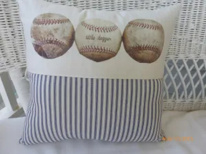 Baseball Pillow, sports pillow with baseballs, Boys room decor, baby boys nursery pillow