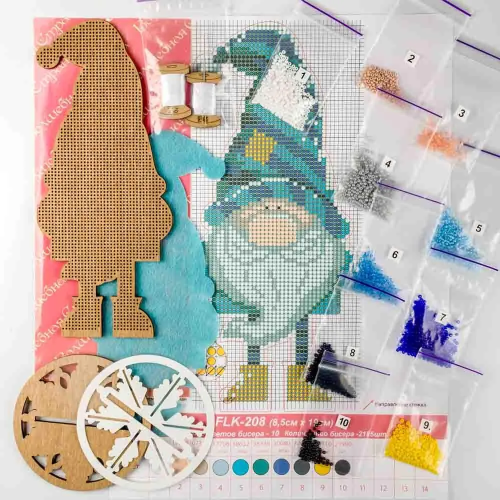 Bead embroidery kit on wood FLK-208