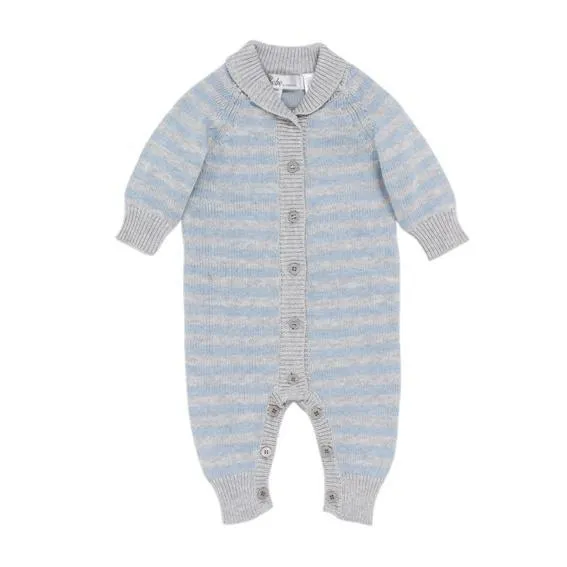 Bebe Jude Stripe Knit Romper - Blue Stripe