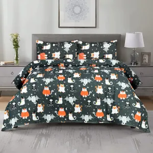 BED SHEET MOONLIT FELINE & BAT - KING