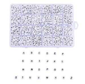 Black and White Alphabet Letters Bead Box