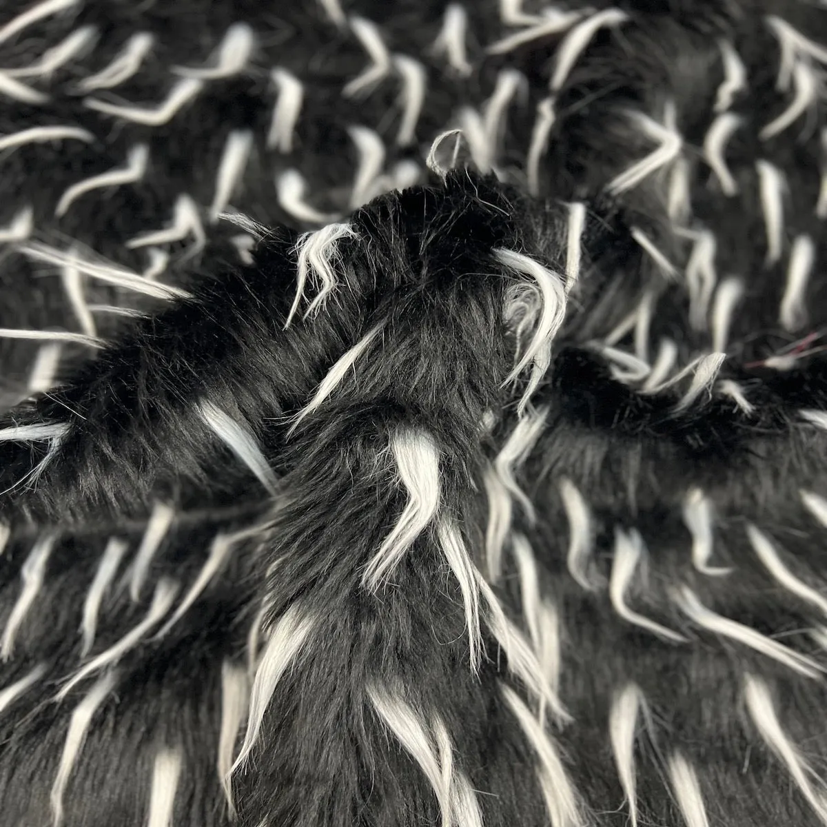 Black | White Two Tone Spike Shaggy Faux Fur Fabric