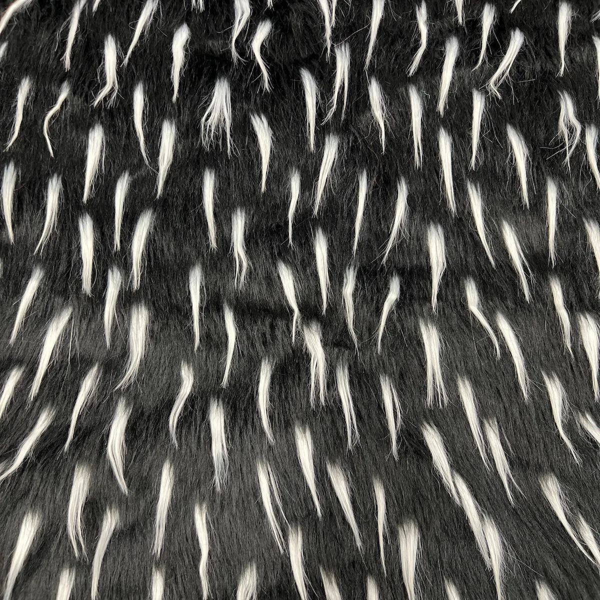 Black | White Two Tone Spike Shaggy Faux Fur Fabric