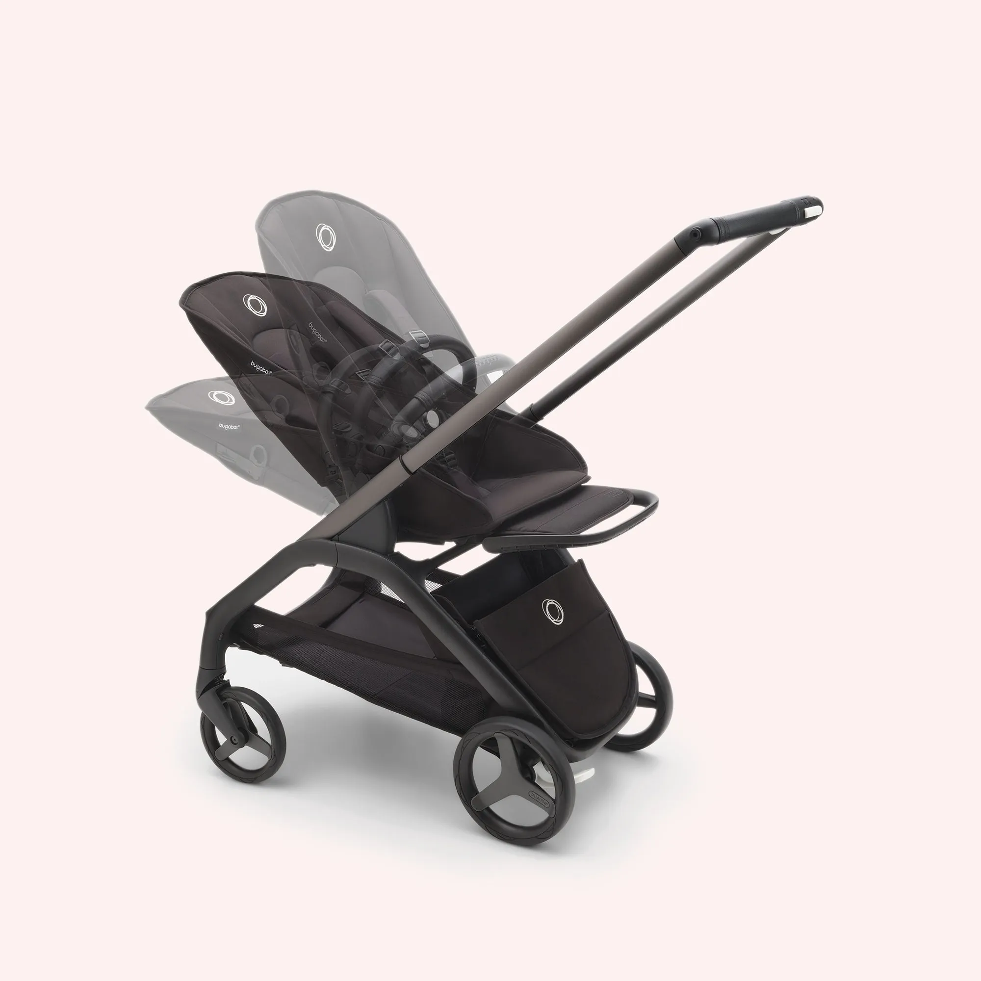 Bugaboo Dragonfly Bassinet and Seat Pram - Black/Dark Cherry