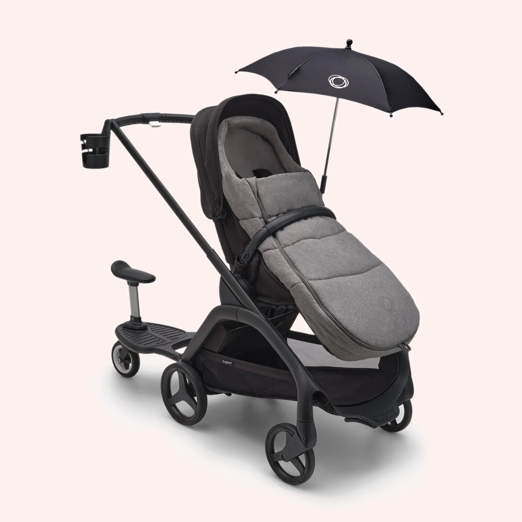 Bugaboo Dragonfly Bassinet and Seat Pram - Black/Dark Cherry