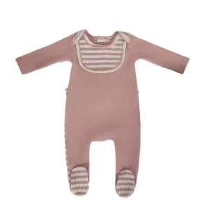 Cadeau Baby Girl Ribbed Detachable Bib Versa Style Footie