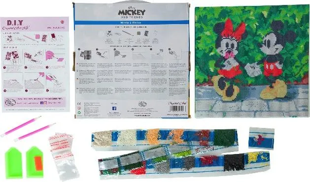 CAK-DNY703M: Minnie and Mickey, 30x30cm Crystal Art Kit